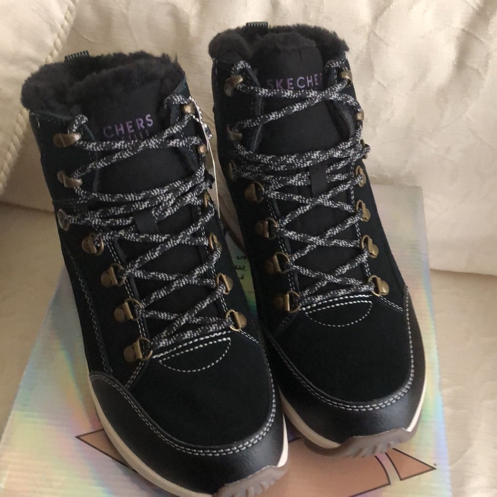 Skechers Street Black boots womens 10 new - Picture 3 of 9